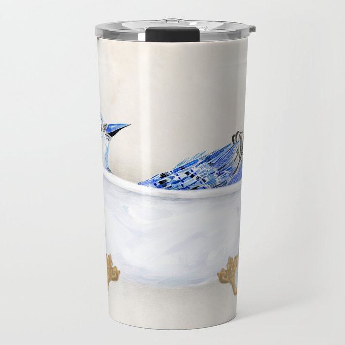 Blue Jay Bird Bath Clawfoot Tub Travel Mug Gallery Image 1