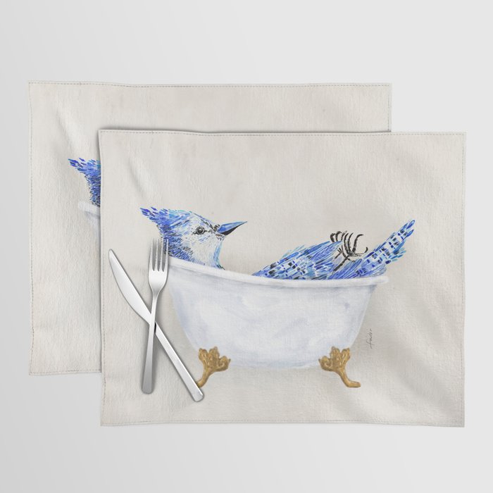 Blue Jay Bird Bath Clawfoot Tub Placemat Gallery Image 1