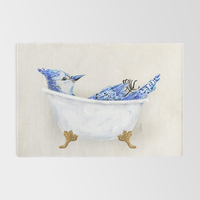 Blue Jay Bird Bath Clawfoot Tub Rug Gallery Image 2