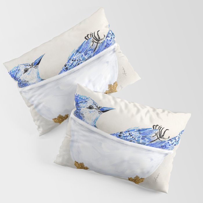 Blue Jay Bird Bath Clawfoot Tub Pillow Sham Gallery Image 3