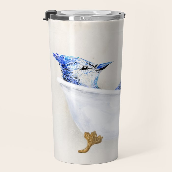 Blue Jay Bird Bath Clawfoot Tub Travel Mug Gallery Image 3