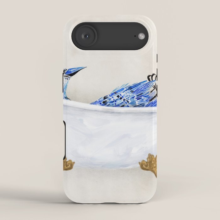Blue Jay Bird Bath Clawfoot Tub iPhone Case Gallery Image 2