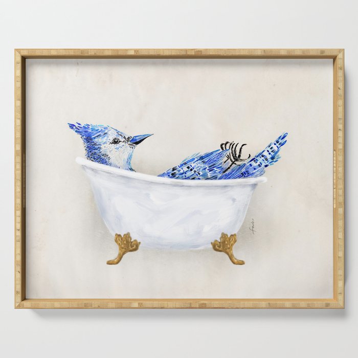 Blue Jay Bird Bath Clawfoot Tub Serving Tray Gallery Image 1
