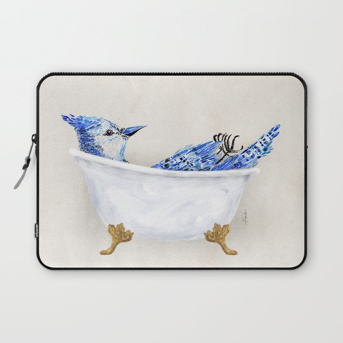 Blue Jay Bird Bath Clawfoot Tub Laptop Sleeve Gallery Image 1