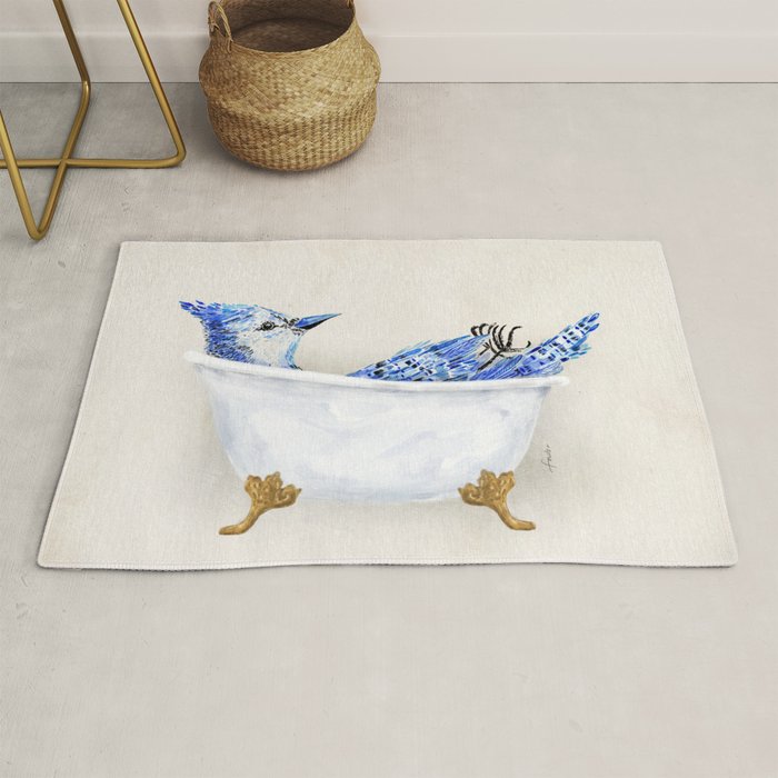 Blue Jay Bird Bath Clawfoot Tub Rug Gallery Image 1