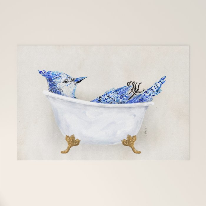 Blue Jay Bird Bath Clawfoot Tub Welcome Mat Gallery Image 1