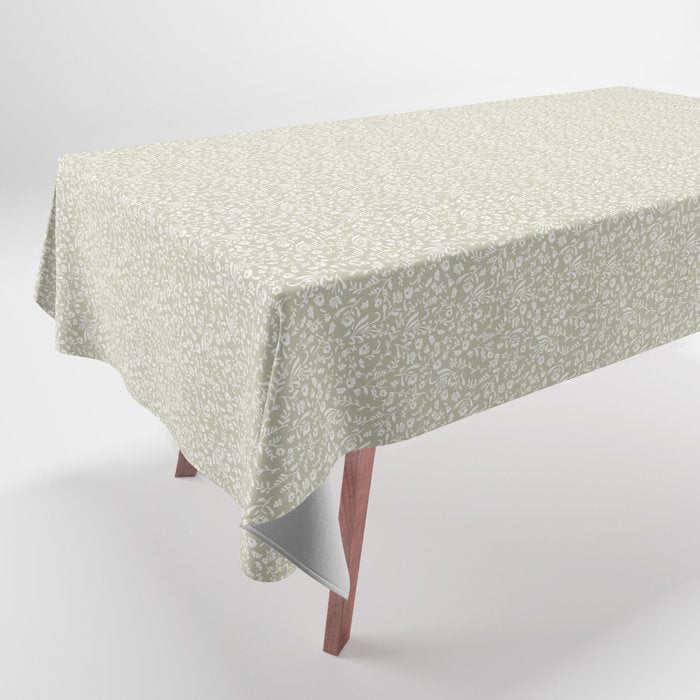 Ditsy Toile Floral - Sage Tablecloth Gallery Image 1