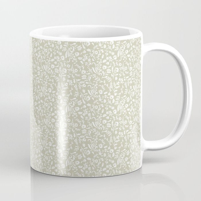 Ditsy Toile Floral - Sage Coffee Mug Gallery Image 1