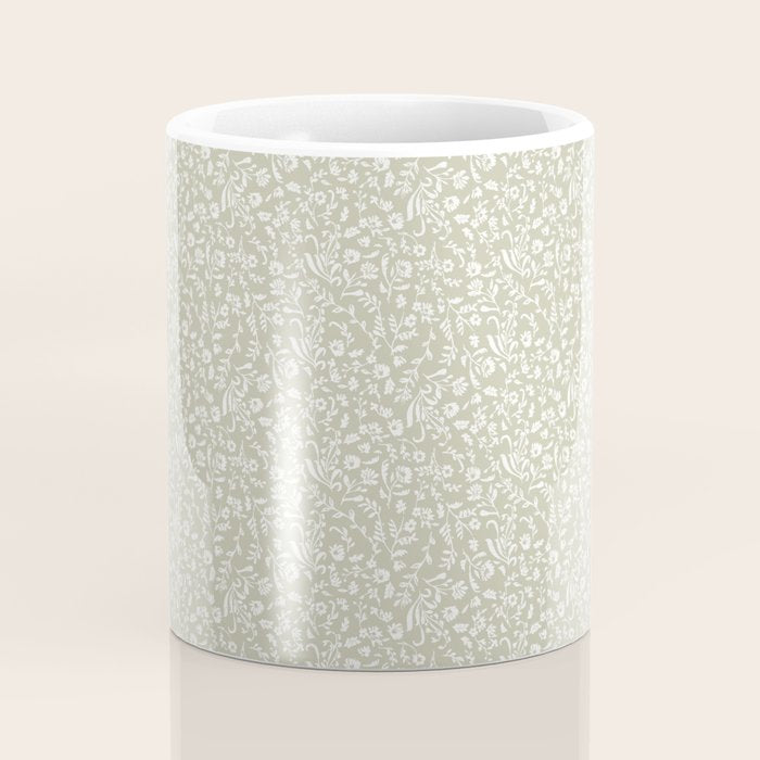 Ditsy Toile Floral - Sage Coffee Mug Gallery Image 4