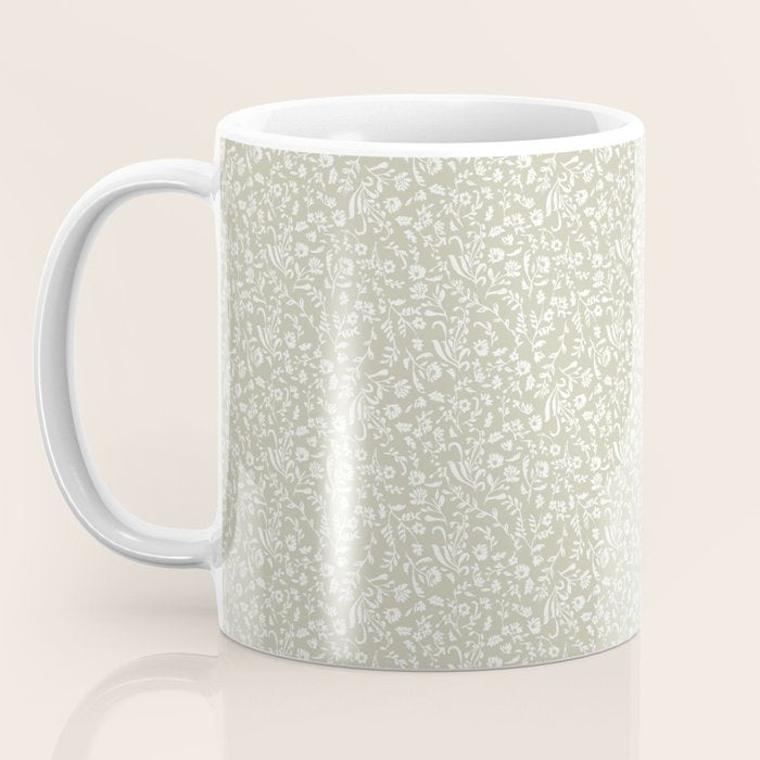 Ditsy Toile Floral - Sage Coffee Mug Gallery Image 3