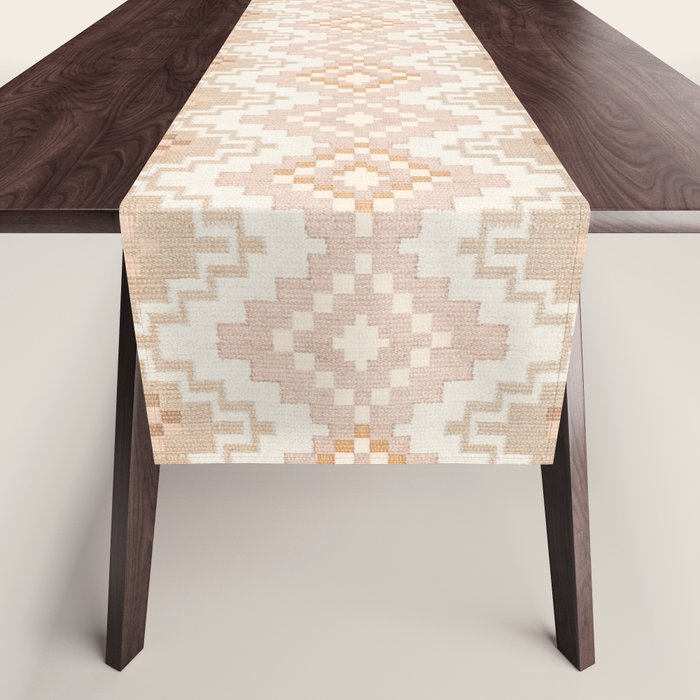 Southern Western Boho Geo  Americana Rug  ivory soft pink Table Runner Gallery Image 1