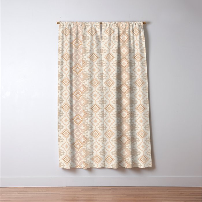 Southern Western Boho Geo  Americana Rug  ivory soft pink Window Curtain Gallery Image 3
