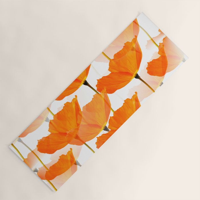 Orange Poppies On A White Background #decor #society6 #buyart Yoga Mat Gallery Image 1