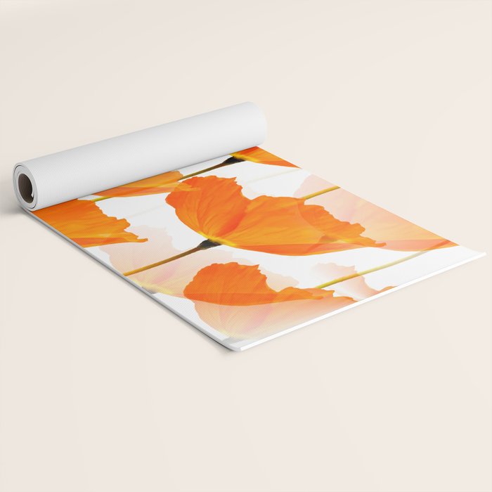 Orange Poppies On A White Background #decor #society6 #buyart Yoga Mat Gallery Image 2