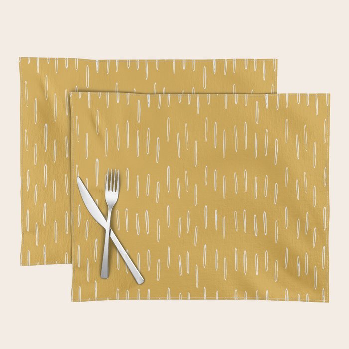 Raindrop Abstract Boho Pattern, Yellow Placemat Gallery Image 1