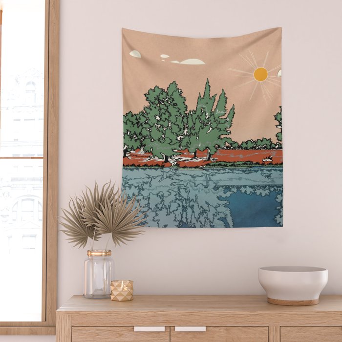 Colorful Wild Landscape 2 Wall Tapestry Gallery Image 2