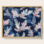 Blue Pink Watercolor Leaves Winter Christmas Illustration Serving Tray Gallery Image 1