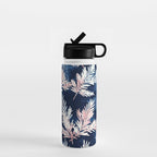 Blue Pink Watercolor Leaves Winter Christmas Illustration Water Bottle Gallery Image 1