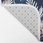 Blue Pink Watercolor Leaves Winter Christmas Illustration Bath Mat Gallery Image 2