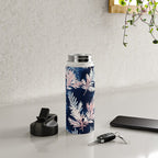 Blue Pink Watercolor Leaves Winter Christmas Illustration Water Bottle Gallery Image 4