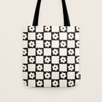 Retro Flower Checker in Black&White Tote Bag Gallery Image 1