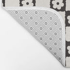 Retro Flower Checker in Black&White Bath Mat Gallery Image 2