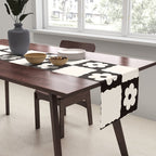 Retro Flower Checker in Black&White Table Runner Gallery Image 2