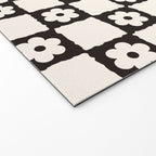 Retro Flower Checker in Black&White Welcome Mat Gallery Image 2