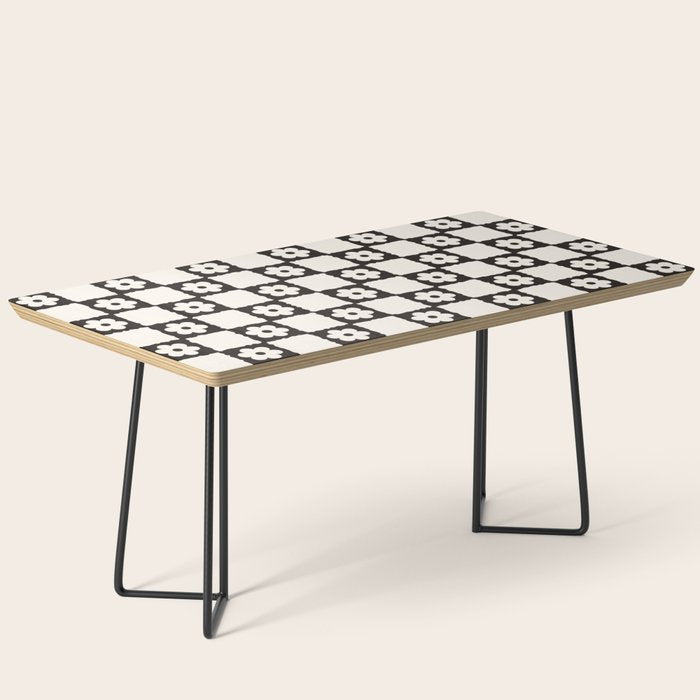 Retro Flower Checker in Black&White Coffee Table Gallery Image 1