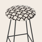 Retro Flower Checker in Black&White Stool Gallery Image 2