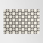 Retro Flower Checker in Black&White Rug Gallery Image 2