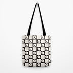 Retro Flower Checker in Black&White Tote Bag Gallery Image 2
