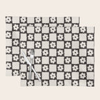 Retro Flower Checker in Black&White Placemat Gallery Image 1