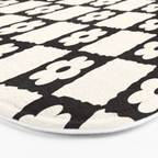 Retro Flower Checker in Black&White Bath Mat Gallery Image 3