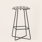 Retro Flower Checker in Black&White Stool Gallery Image 1