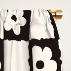 Retro Flower Checker in Black&White Window Curtain Gallery Image 2