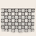 Retro Flower Checker in Black&White Wall Hanging Gallery Image 1