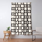 Retro Flower Checker in Black&White Window Curtain Gallery Image 5