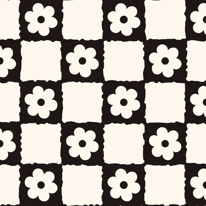 Retro Flower Checker in Black&White Coffee Mug Gallery Image 2