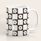 Retro Flower Checker in Black&White Coffee Mug Gallery Image 1