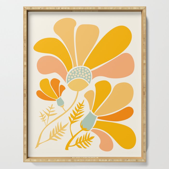 Summer Wildflowers in Golden Yellow Serving Tray Gallery Image 1