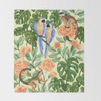 Monkeys and Parrots Throw Blanket Gallery Image 2