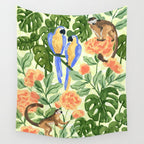 Monkeys and Parrots Wall Tapestry Gallery Image 4