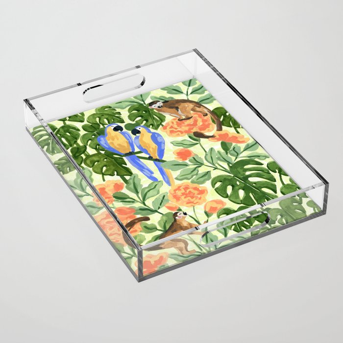 Monkeys and Parrots Acrylic Tray Gallery Image 1
