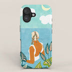 The Pursuit Of Happiness, Woman Ocean Travel Swim Illustration, Bohemian Fashion Tropical iPhone Case Gallery Image 1