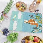 The Pursuit Of Happiness, Woman Ocean Travel Swim Illustration, Bohemian Fashion Tropical Cutting Board Gallery Image 2