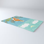 The Pursuit Of Happiness, Woman Ocean Travel Swim Illustration, Bohemian Fashion Tropical Rug Gallery Image 3