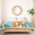 The Pursuit Of Happiness, Woman Ocean Travel Swim Illustration, Bohemian Fashion Tropical Duvet Cover Gallery Image 3