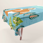 The Pursuit Of Happiness, Woman Ocean Travel Swim Illustration, Bohemian Fashion Tropical Tablecloth Gallery Image 1