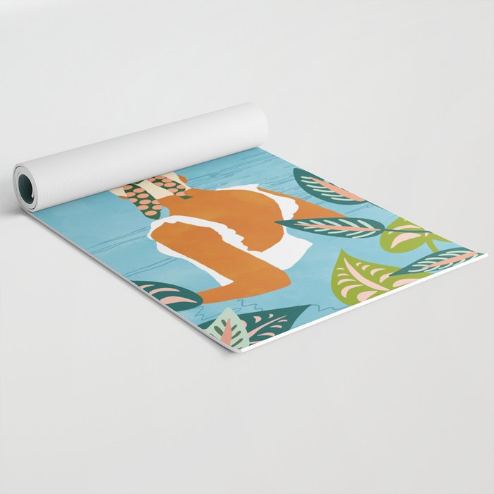The Pursuit Of Happiness, Woman Ocean Travel Swim Illustration, Bohemian Fashion Tropical Yoga Mat Gallery Image 2